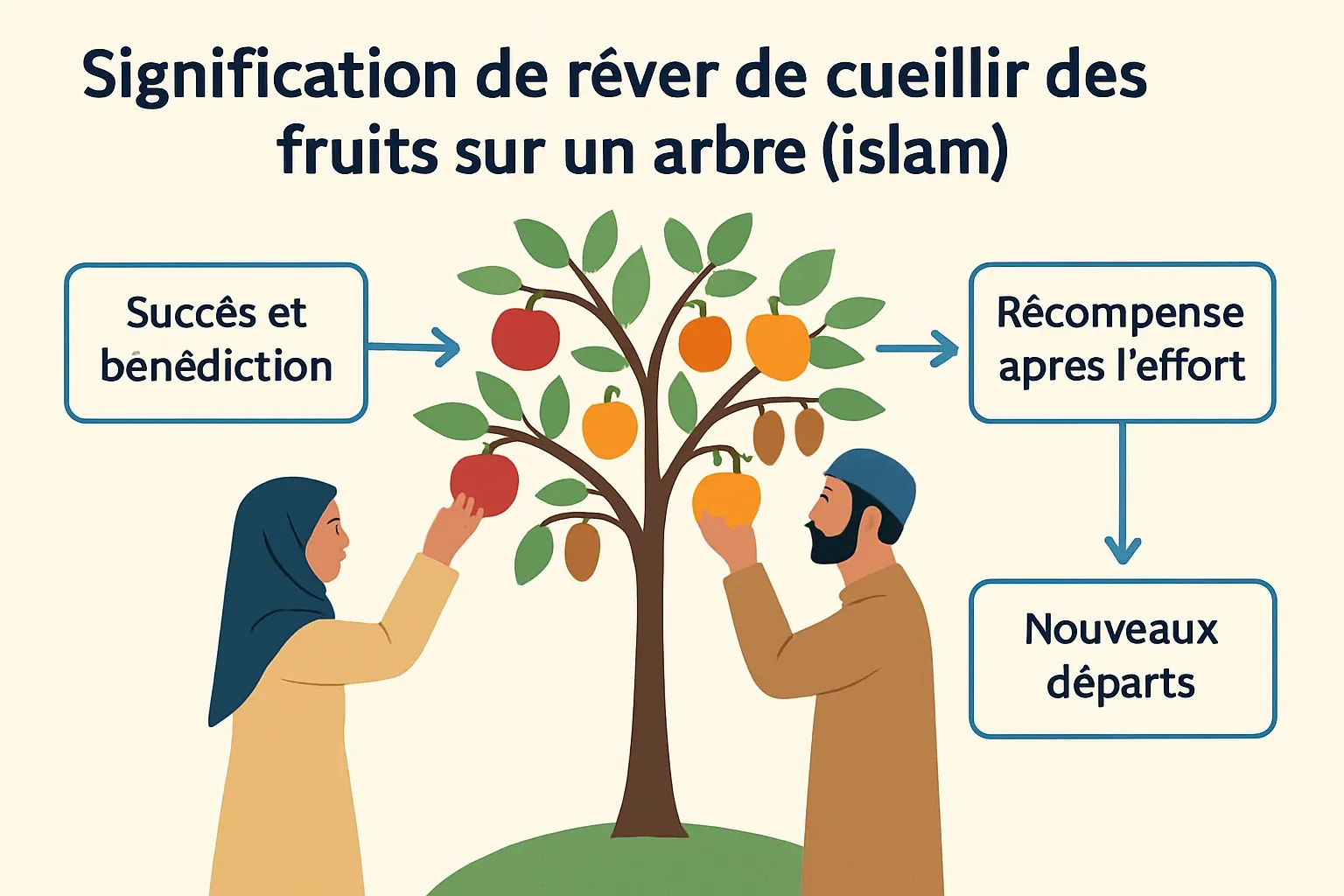 Rêver de cueillir des fruits sur un arbre en islam : interprétation, symboles et références authentiques